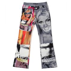 Fits Like A S Tops Size S/M Pink Graphic Print Bottoms For Spring, Spring Pink Graphic Print Bottoms, Jeans With Designs On Them, Pants With Top, Insane Fashion, Ralph Lauren Summer, Cool Pants, Flowy Wide Leg Pants, Cool Jeans