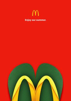 a mcdonald's advertisement with the words enjoy our summer written in green and yellow