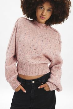 Rent Elise Confetti Knit Mockneck Pullover Sweater from Nuuly. Pick 6 items for $98/month. Free shipping + returns. Embroidery Patchwork, Kimchi Blue Dress, Sweater Cropped, Pink Fits, Sweater Crop, High Neck Sweater, Kimchi Blue, Blue Sweater, Sweater Making