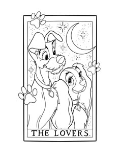 the lovers coloring page from disney's lady and the tramp, with an image of