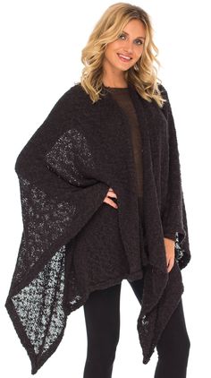 FASHIONABLE AND STYLISH open poncho cape shawl for women is surely a must-have for the cold season. This warm poncho for women can be worn in a variety of ways. An open-front wrap sweater that will complement every outfit you own. Great for layering over a crop top, tank top, or scrunch it to make a darling knit scarf poncho. COMFORTABLE AND LIGHTWEIGHT shawl poncho cape for women is the perfect upgrade for your womens warm poncho cape collection. This blanket wrap for women is made of cozy, sof Cozy Soft Knit Poncho For Fall, Cozy Poncho For Cold Weather, One Size Soft Knit Poncho For Fall, Acrylic Poncho Shawl For Fall, Acrylic Shawl Poncho For Fall, Cozy Knit Poncho For Fall, One Size Acrylic Poncho For Fall, Winter Soft Knit Poncho One Size, Cozy Winter Cape Poncho