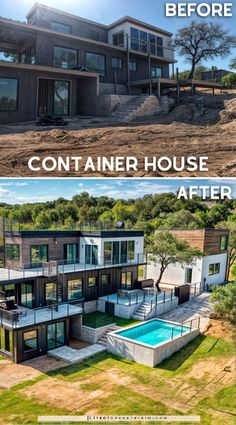 the before and after shots of this modern house