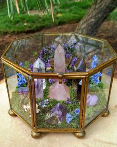 Crystal decor Crystal Garden, Terrariums Kits, Glass Terrarium, Rocks And Gems, Crystal Decor, Boho Home, Sacred Space, Crystal Gems