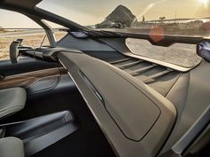 the interior of a car with its sunroof