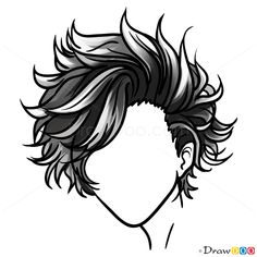 a black and white drawing of a man's hair