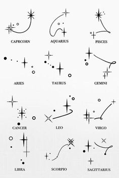 zodiac symbols are shown in black and white