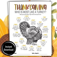 a thanksgiving card with an image of a turkey and the words, thanksgiving who is most like a turkey?