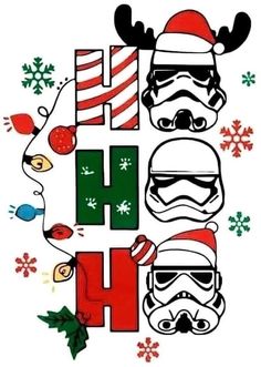 a star wars christmas card with the letter h