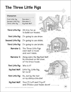 the three little pigs worksheet is shown in black and white, with an image of