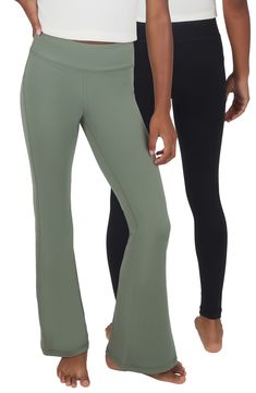 Flare and straight-leg leggings provide a mini wardrobe of stretchy options your active young one will really appreciate. Pack of two assorted pairs of leggings Elastic waist 86% polyester, 14% spandex Machine wash, tumble dry Imported Mini Wardrobe, Active Wear Pants, 90 Degrees, Nordstrom Rack, Elastic Waist, Active Wear, Straight Leg, Nordstrom, Leggings