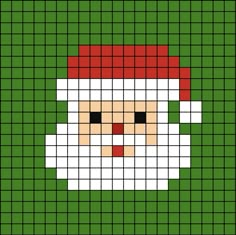 A pixel art template of Santa's face with the hat on. Christmas Pixel Art Easy, Small Christmas Pixel Art, Santa Pixel Art, Pixel Art Pattern Christmas, Christmas Pixel Pattern, Christmas Pixel Grid, Winter Pixel Art, Face Pixel Art, Pixel Art Noel