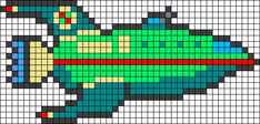 a cross stitch pattern with an image of a spaceship