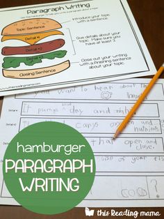 two hamburger writing worksheets with pencil and paper