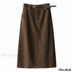 Olivia Mark - Vintage Corduroy Split Hem Midi Skirt - High Waist Pencil Skirt Elegant Midi Skirt, Bodycon Maxi Skirt, Fitted Midi Skirt, Utility Skirt, Vintage Corduroy, High Waisted Pencil Skirt, Knit Midi Skirt, Black Pencil Skirt, Black Midi Skirt