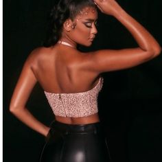 New With Tag Perfect Condition Rose Gold Bustier Top Perfect Shape Small / 6 Us Same Day Shipping Nr Gold Bustier, Sequin Bustier, Peach Crop Top, Pink Tube Top, Cream Crop Top, Green Corset, Red Corset, Orange Ombre, Corset Crop Top