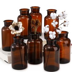 PRICES MAY VARY. Package includes TOPZEA Set of 8 amber glass vase, the size of the brown bud glasses are approx 6.5 inch (H) x3 inch (Dia), Opening Diameter is about 1.75 inch, volume: 17 oz/ 500 ml, come with great values in one pack. These vintage amber bottles are perfect for displaying flowers at your home, are also great decorations for events like wedding, bridal shower or dinner party, ideal table centerpieces that show out your good taste. Our flower vases are made of high-quality glass Boho Flower Vase, Small Apothecary, Apothecary Jars Decor, Amber Glass Vase, Bud Vases Flowers, Boho Vase, Glass Bottles Decoration, Amber Bottles, Dining Table Centerpiece