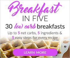 an advertisement for breakfast in five with waffles on the side and text overlay