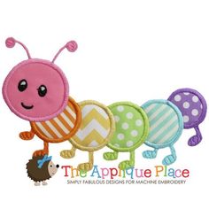 the applique place caterpillar machine embroidery design for children's clothing