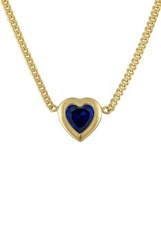 Vibrant heart-cut stones illuminate this petite pendant necklace plated from gleaming 14-karat-gold. Sterling silver/14k-gold plate/peridot, London blue topaz, tanzanite, aquamarine, white sapphire or sapphire Imported Necklaces With Charms, Sapphire Gold Necklace, Heart Charm Necklace, Effy Jewelry, Designer Crossbody Bags, Sapphire Jewelry, Sweaters And Leggings, Keep Jewelry, London Blue Topaz