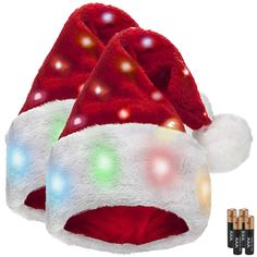 PRICES MAY VARY. FESTIVE FUN - When it's beginning to look a lot like Christmas, put on one of our Santa hats! You'll be the light of any Christmas party, holiday family photo, or annual ugly sweater contest. BRIGHT - Enjoy 20 dazzling LED lights that dance from color to color all around this Christmas hat. Simply turn them on with a switch and watch as they glow like Rudolph's nose. SOFT - A scratchy, felt Santa Claus hat is so last Christmas. This holiday season, gift yourself and loved ones a Funny Christmas Hats, Ugly Sweater Contest, Christmas Hats, Led Color Changing Lights, Family Holiday Photos, Santa Claus Hat, Color Changing Lights, Easy Halloween Costumes, Color Changing Led