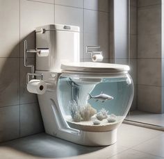 a toilet with an aquarium inside of it