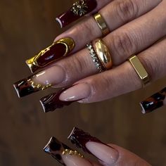 Leopard print French tip autumn inspired nails tortoise shell nail art Nails Inspiration Long Square, Red And Gold Short Nails, Square Nails Autumn, Brown Pink Nails, Fall Season Nails Acrylic, Leopard Print French Tips, Nails With Leopard Print, Corset Nails, Shell Nail Art