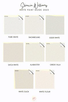 the white paint color guide for interior and exterior walls, with different shades to choose from