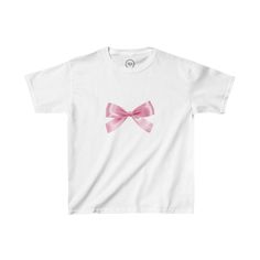 This Pink Bow Baby Tee is so cute and trendy! Perfect for you or a friend. Makes for a great gift!  **These shirts are meant to be fitted and run on the smaller side. If you would like a looser fit, we recommend sizing up.  Made with love <3  : Made with 100%, midweight (5.3 oz/yd² (180 g/m US cotton that feels soft to the touch and a great choice for any season. .: The crew neckline along with the tee's classic fit, deliver a timeless style that is perfect for daily use. .: All t-shirts come wi Bebe T Shirt, Aesthetic 90s, 90s Baby, Pink Coquette, Bow Shirts, Coquette Bow, Baby T Shirts, Cute Aesthetic, Baby Bows