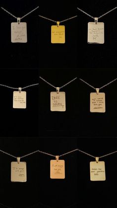 Personalized Necklace Ideas, Custom Necklace Names, Gold Engraved Necklace, Handwritten Jewelry, Handwriting Necklace Custom, Boyfriend Necklace, Handwriting Necklace, Handwriting Jewelry, Signature Necklace