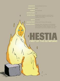 the cover of hestia's first of the olympians, with an image of