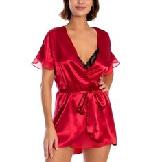 Linea Donatella Women's Chemise And Wrap Robe Lingerie Set (Robe Only), Red 1 Day Handling Time From Houston,Tx Satisfaction Guaranteed Or Your Money Back! New Items Are Added Every Week. ***Item Note: Please Note That The Items Color Is As Shown In The Pictures; The Item Will Be Described Based On What We See, But Please Make Your Own Interpretation Of The Color.*** Brand: Linea Donatella Style: Babydoll Wrap Robe Size: L Material: Polyester Condition: New With Tags Sku: Dd2 - 01 Arm Pit To Arm Bra Calculator, Black Nightgown, Blue Bride, Women's Chemises, Delicate Lingerie, Black Lingerie Set, Black Tie Dye, Bridal Robes, Vintage Bridal