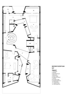 the floor plan for an office building with multiple floors and stairs, including a spiral staircase