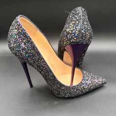 Jimmy Choo Twilight Multicolored Glitter Pointed Toe Heels Mostly With Hues Of Purples And Grays. Purple Metallic Heels Approximately 4" Heel Excellent Condition. Never Been Worn But Has Scuffs On Soles As Got It On The Rack As Last Pair. Includes Box And Dust Bags Authentic Purple High Heel Party Heels, Glamorous Purple Closed Toe Heels, Purple Party Heels, Glamorous Purple Party Heels, Glamorous Purple High Heels, Purple Pointed Toe Heels For Evening, Purple Closed Toe Heels For Evening, Purple Glitter High Heels, Purple Sparkly Heels