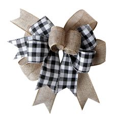 a black and white checkered bow with burlucks on the side,