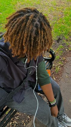 Locs With No Middle Part, Loc Essentials, Mens Locs, Coloured Locs, Dyed Locs, Brown Dreadlocks, Dyed Dreads, Brown Dreads