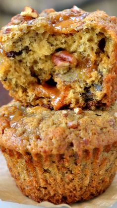 two muffins stacked on top of each other