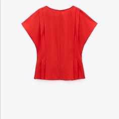 Cotton Casual Red Tops For Work, Red Summer Office Tops, Red Short Sleeve Blouse For Work, Red Fitted Top For Workwear, Classic Red Summer Tops, Red Tops For Spring Workwear, Red Summer Blouse For Work, Zara Summer Office Tops, Red Summer Blouse For Office