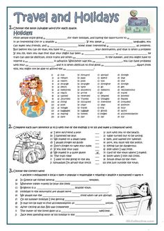 the travel and holidays worksheet is shown in this printable activity sheet for kids