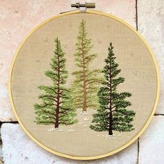 a cross stitch pattern with trees on it