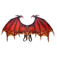 a large red dragon with horns and wings on it's back