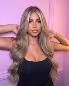 Blonde Root Highlights, Extreme Layers Long Hair, Ash Blonde Hair On Brown Hair, Dimensional Blonde Brunette, Vanilla Champagne Hair Color, Dark Features Blonde Hair, Ashy Honey Blonde Hair, Brown Girl With Blonde Hair, Dark Neutral Blonde Hair