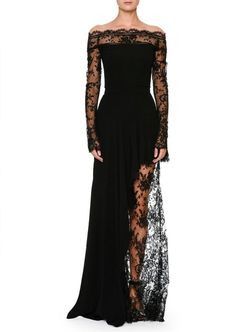 Velvet Evening Gown, Red Evening Gowns, Evening Gowns With Sleeves, Alexander Mcqueen Dresses, Gaun Fashion, Fashion Gowns, Long Sleeve Gown, فستان سهرة, Lace Dress Long