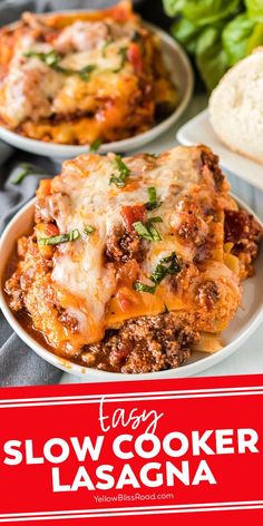 this easy slow cooker lasagna recipe is the perfect meal for busy nights