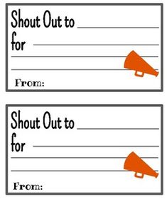 two blank coup cards with an orange megaphone on one side and the word, shut out to for