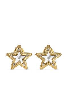 gold-tone metal Swarovski crystal embellishment star stud detailing post-back fastening for pierced ears These earrings come as a pair. Extravagant Earrings, Dress Reference, Juliet Cap, Jimmy Choo Gold, Star Stud Earrings, Star Earrings Stud, Earrings In Gold, Star Studs, Crystal Embellishment