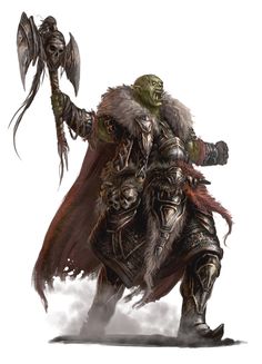 Male Orc Barbarian or Bloodrager - Belkzen - Pathfinder PFRPG DND D&D 3.5 5th ed d20 fantasy Dnd Orc, Orc Warrior, Pathfinder Character, Warcraft Art, Forgotten Realms, Arte Fantasy