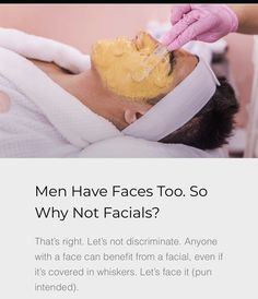 Facials are for men too, even if their face is covered in whiskers! Read our newest blog about the hottest trend in men’s facial care in the professional beauty industry! Men Facials Quotes, Men’s Facial Care, Men Facial Skin Care, Mens Facial Care, Facial For Men, Facial Ideas, Facials Quotes, Captions For Guys