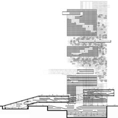 an architectural drawing of the top part of a building with multiple levels and different sections