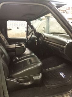 the interior of a vehicle with its door open