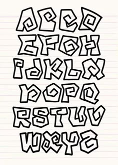 graffiti font and numbers with black ink on white paper